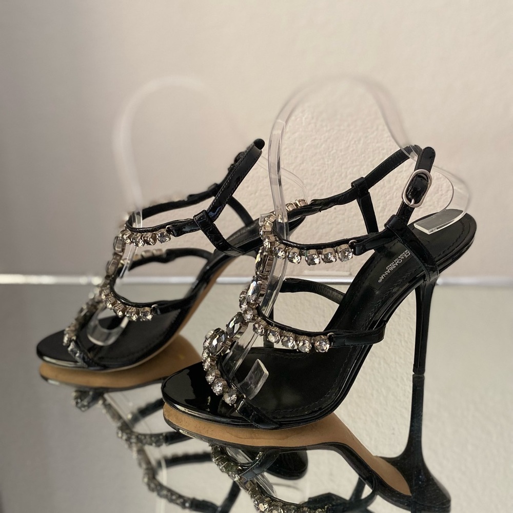 Dolce & Gabbana black patent rhinestone Heels - Picture 11 of 11